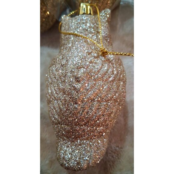 NEW Set Of 5 Glitter Owl Hanging Christmas Ornaments 4.5x2.5 - Picture 5 of 6
